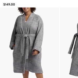 Parachute Gray Waffle Robe with Tie Belt